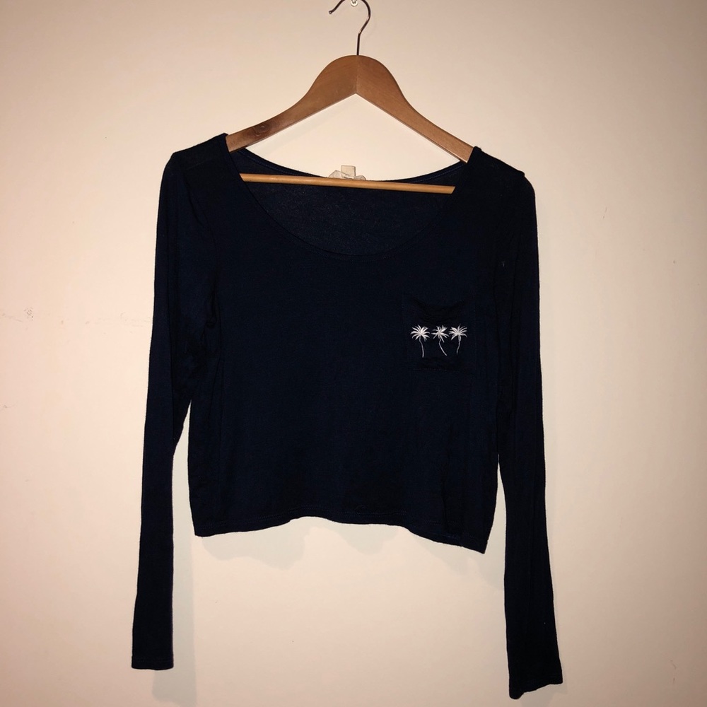 Palm Tree Detailed Cropped Long Sleeve